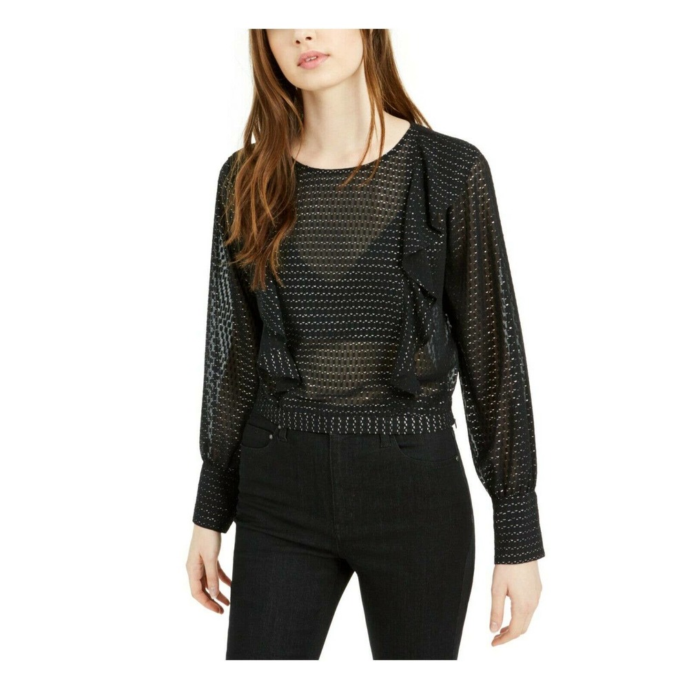 BAR III Long Sleeve Top Size XS Black Women's